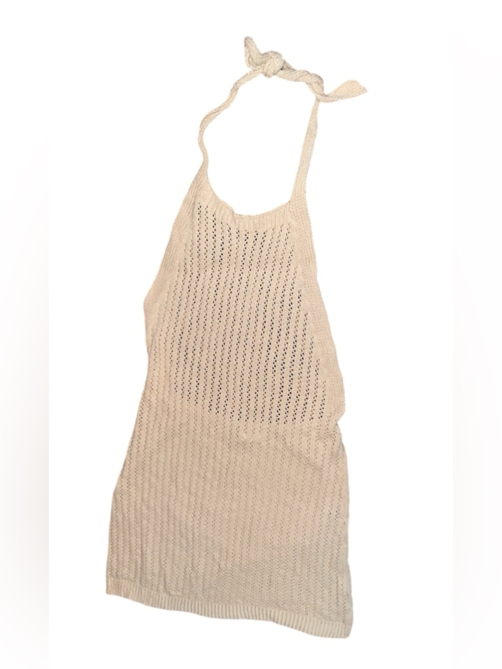Beige Knit Halter Mini Dress - Brand Unknown
